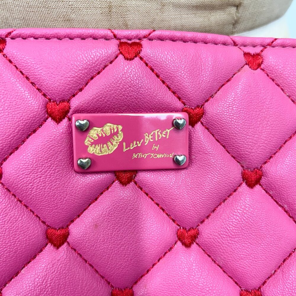 Betsy Johnson Purse, Pink Quilted Luv Betsy Chain Shoulder Purse, Besty Johnson - Picture 2 of 9